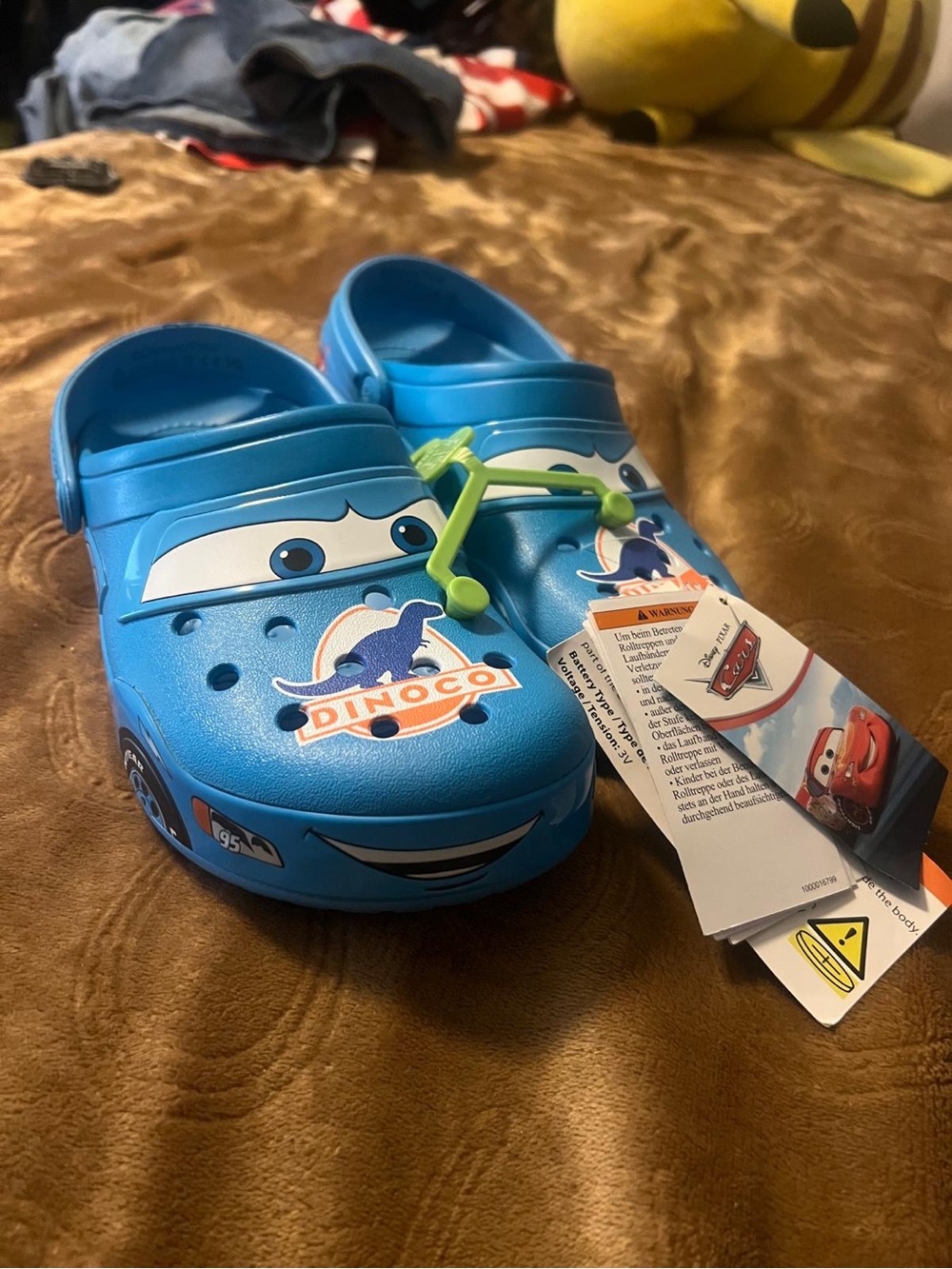 CROCS Blue Kids Lightning McQueen Dinoco Clogs
